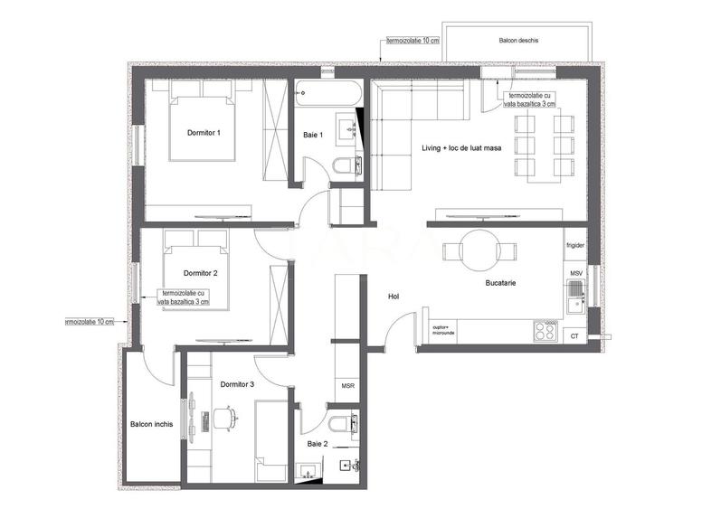 Apartament cu 4 camere decomandat, mobilat în Mărăști