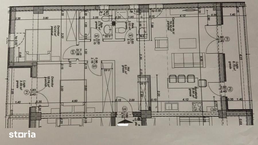 Apartament cu 3 camere în Central