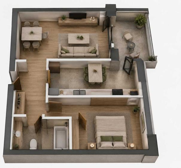 Apartament cu 2 camere decomandat în 1 Decembrie 1918