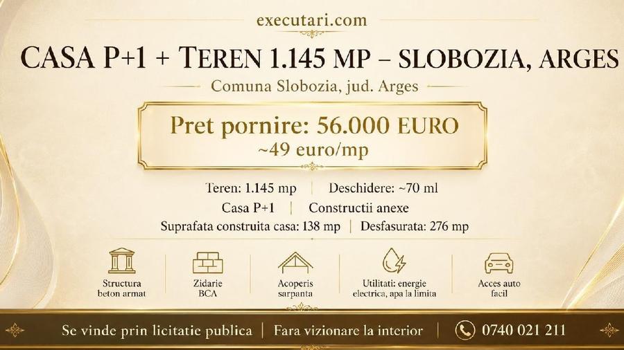Casă individuală cu 5 camere cu Teren 1145 Mp în Slobozia