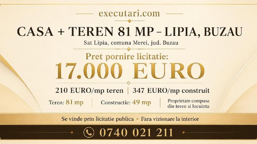Casă individuală cu 2 camere cu Teren 81 Mp în Merei