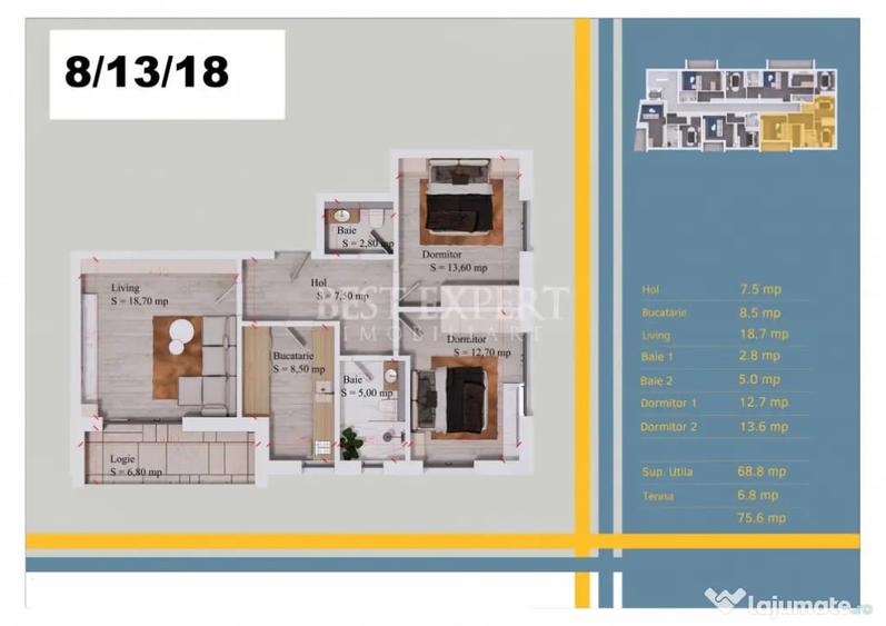 Apartament cu 3 camere decomandat în Theodor Pallady