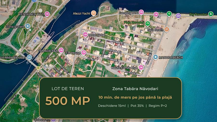 Teren Construcții intravilan de 500 mp, în Năvodari Tabără