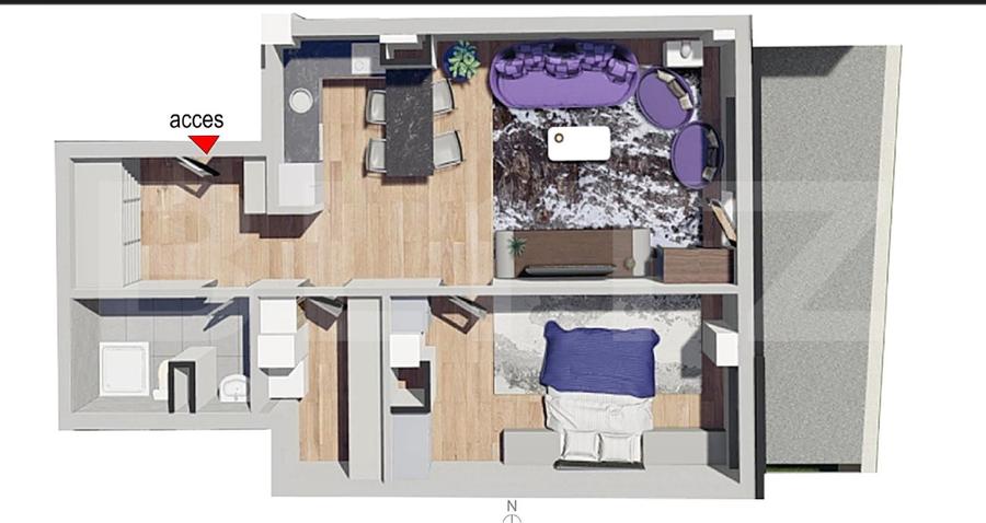 Apartament cu 2 camere semidecomandat în Dâmbul Rotund