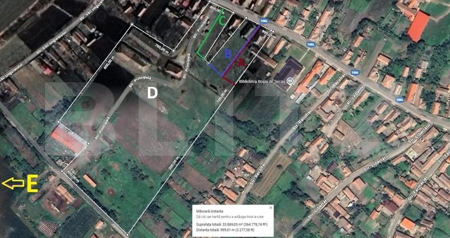 Teren Construcții intravilan de 47600 mp, în Roșia de Secaș