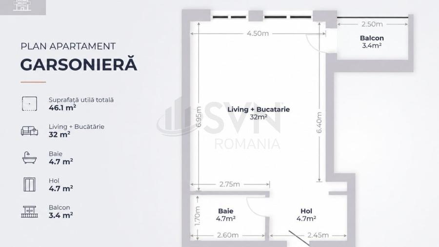 Apartament cu 2 camere decomandat în Pipera