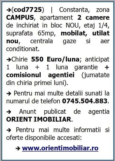 Apartament cu 2 camere decomandat în Tomis Nord