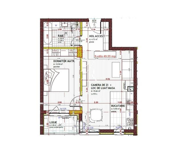 Apartament cu 2 camere semidecomandat în Florești
