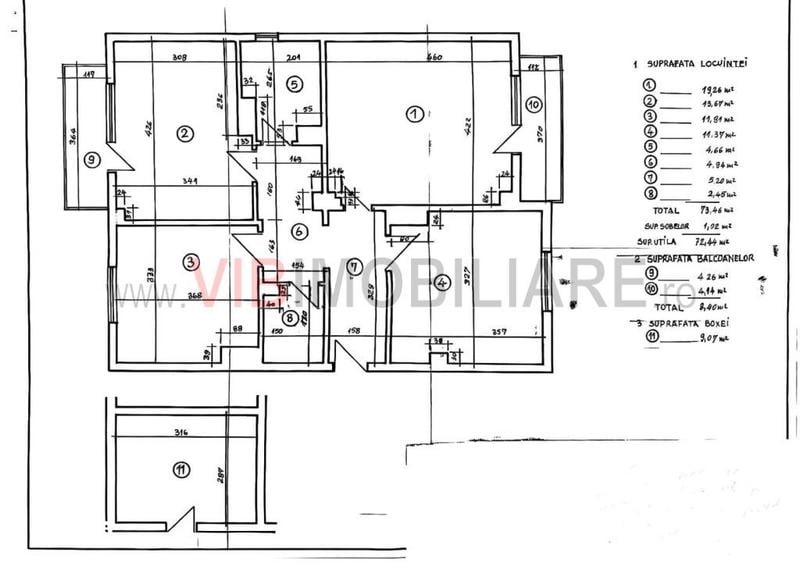 Apartament 3 camere Central - parter- 80 mp - boxa inclusa - 4