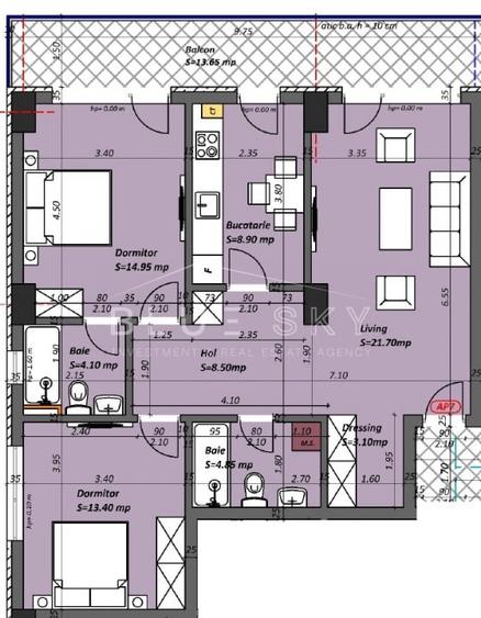 Apartament cu 3 camere decomandat în Tomis Plus