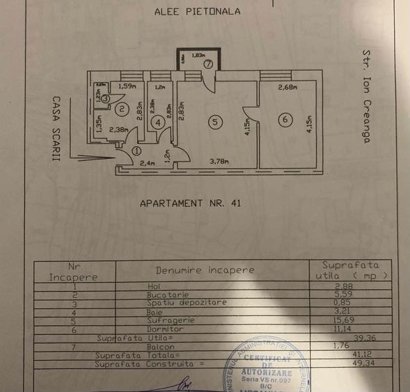 Apartament cu 2 camere semidecomandat în Central