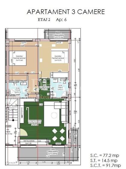 Apartament cu 3 camere în Ovidiu