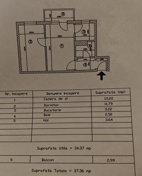 Apartament cu 2 camere semidecomandat în Trivale