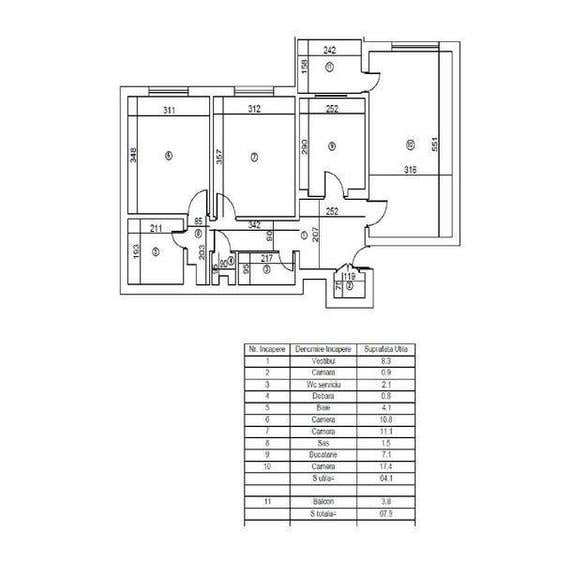 Apartament cu 3 camere decomandat în Rahova