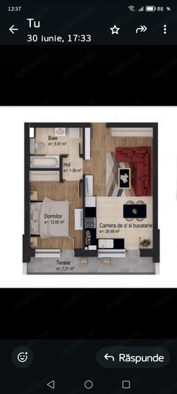 Apartament cu 2 camere decomandat în Tractorul