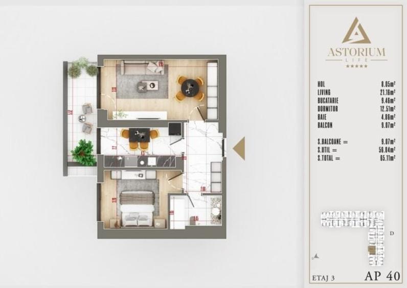 Apartament cu 2 camere decomandat în Theodor Pallady