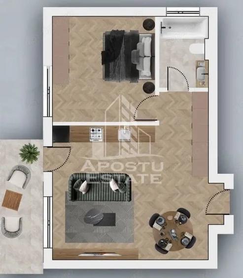Apartament cu 2 camere semidecomandat în Chișoda