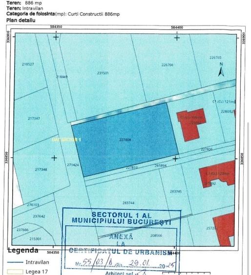 Teren Construcții intravilan de 900 mp, în Băneasa