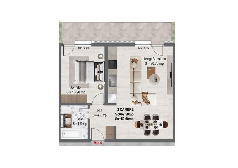 Apartament cu 2 camere decomandat în Exterior Nord