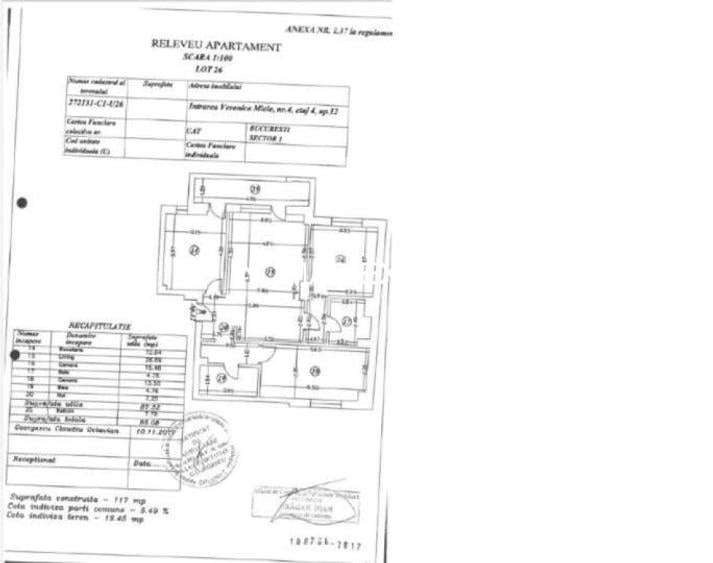 Apartament cu 3 camere în P-ța Victoriei