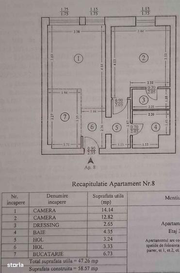 Apartament cu 2 camere în Bularga