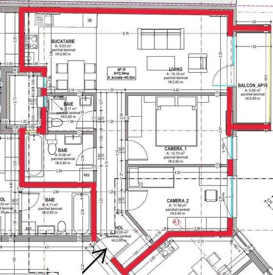 Apartament cu 3 camere semidecomandat în Gară