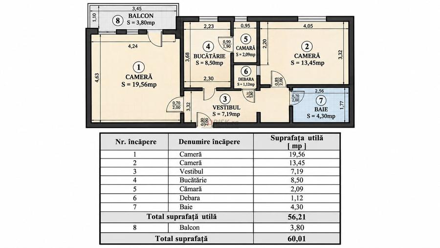 Apartament cu 2 camere decomandat, mobilat în Vitan Mall
