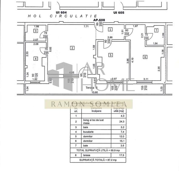 Apartament cu 3 camere, mobilat în Traian