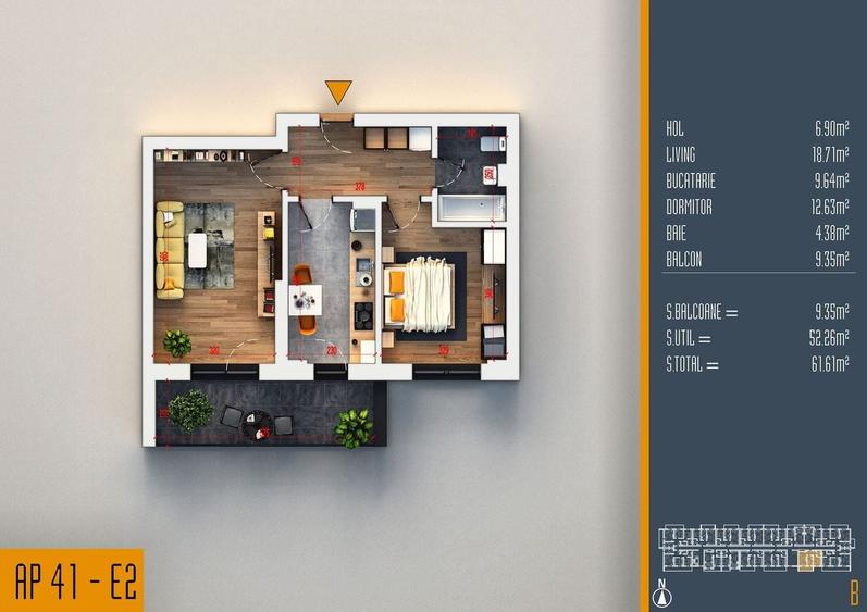 Apartament cu 2 camere decomandat în Theodor Pallady
