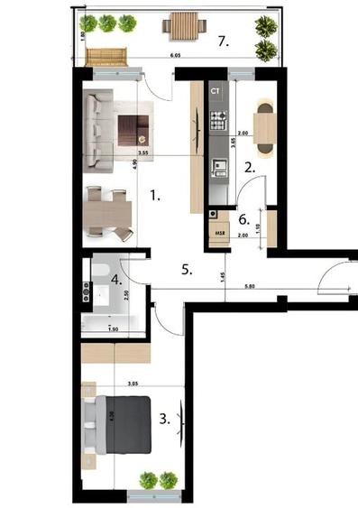 Apartament cu 2 camere, mobilat în Drumul Taberei