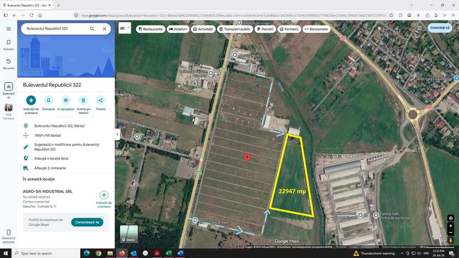 Teren agricol intravilan de 22947 mp, în Periferie