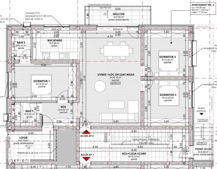 Apartament cu 3 camere în Central