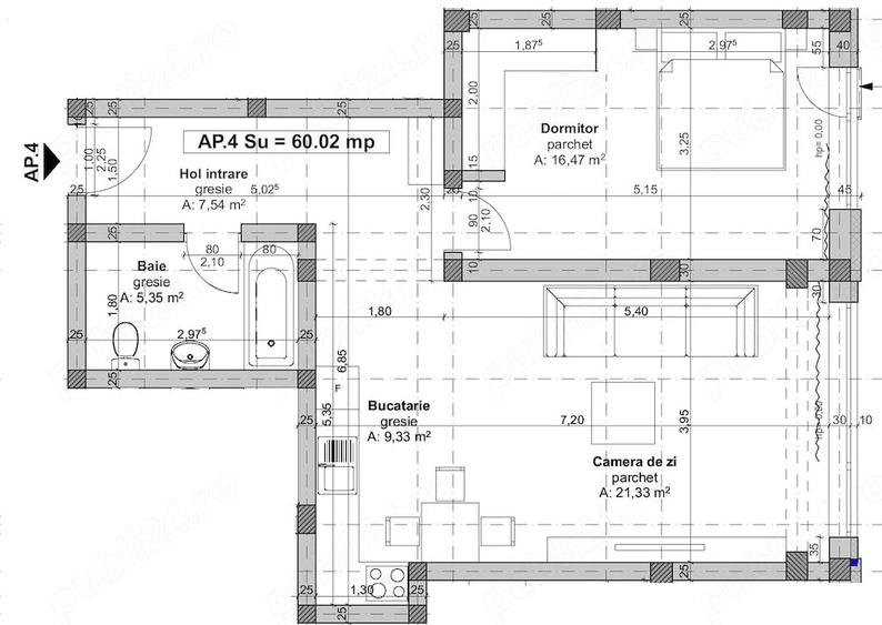 Proprietar! Vand apartament 2 camere - 60mp, 2 locuri de parcare - 8