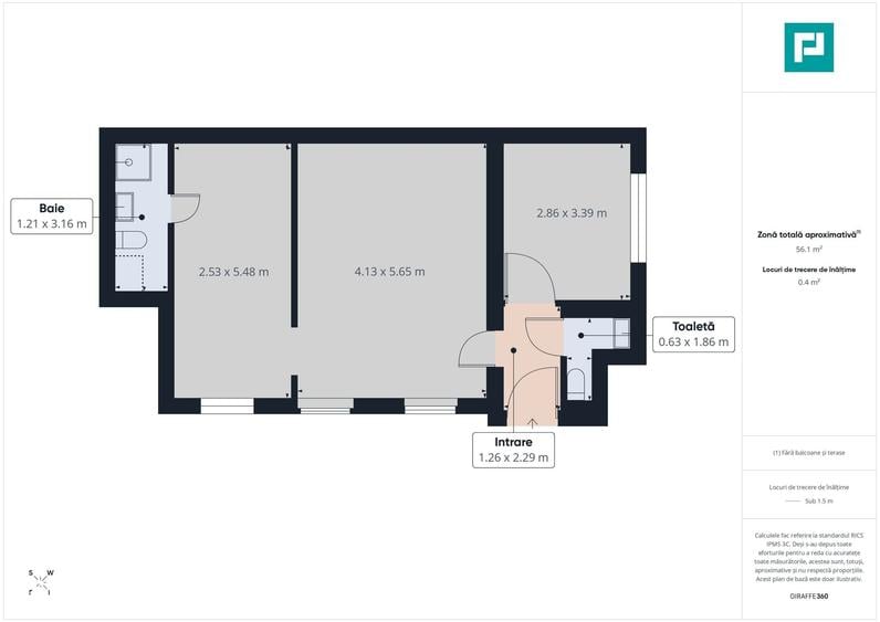 Apartament cu 2 camere în Ultracentral