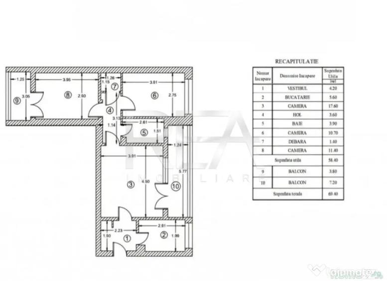 Apartament cu 3 camere semidecomandat în Gorjului