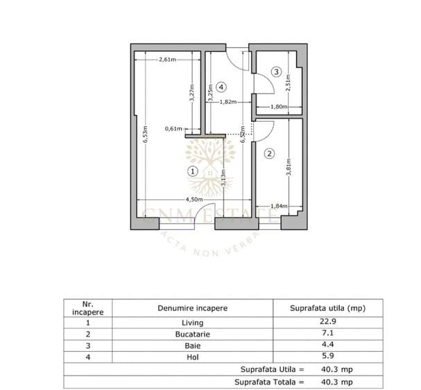 Apartament cu 2 camere decomandat în Uverturii