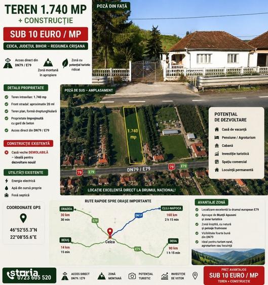 CEICA BIHOR TEREN 1,740 MP SI CASA VECHE - 1