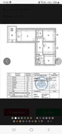 Apartament cu 3 camere decomandat în Iancului