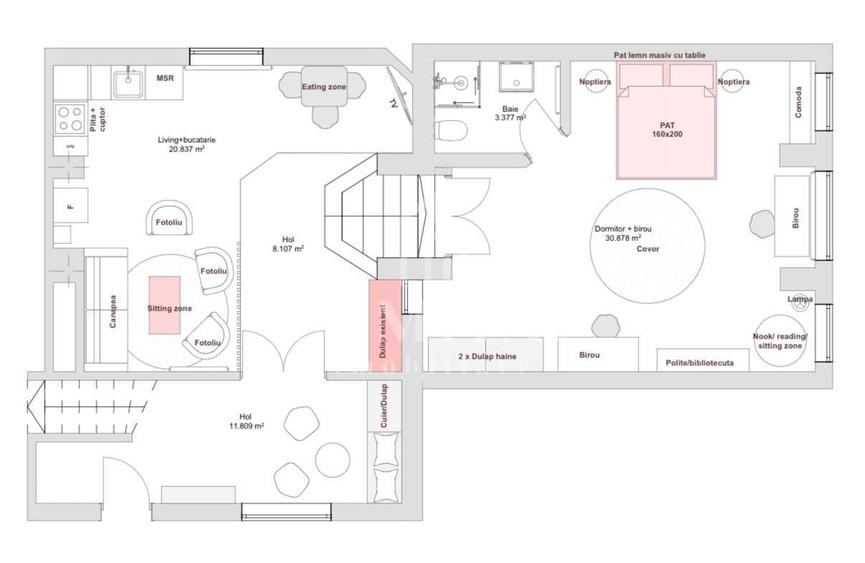 Apartament cu 2 camere semidecomandat, mobilat în Europa