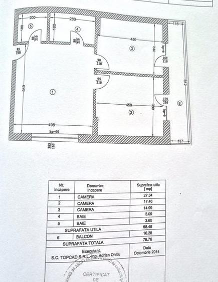 Apartament cu 3 camere semidecomandat, mobilat în Moșilor