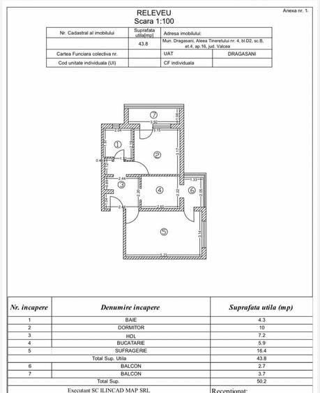Apartament cu 2 camere decomandat în Central
