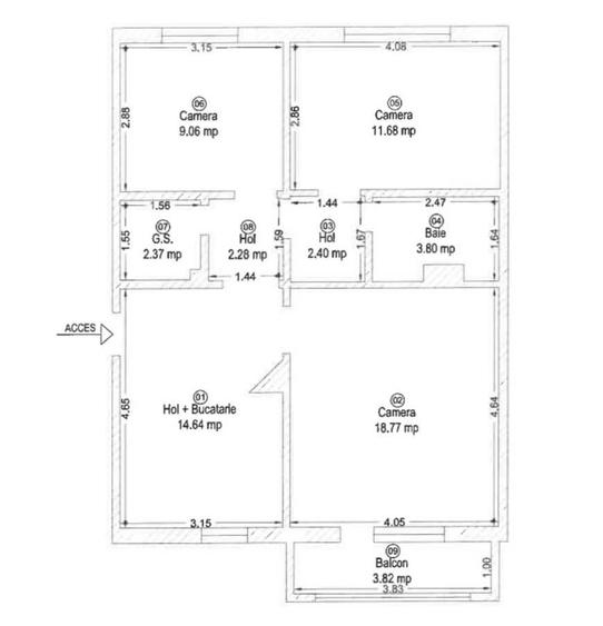 Apartament cu 3 camere decomandat, mobilat în Dâmbovița