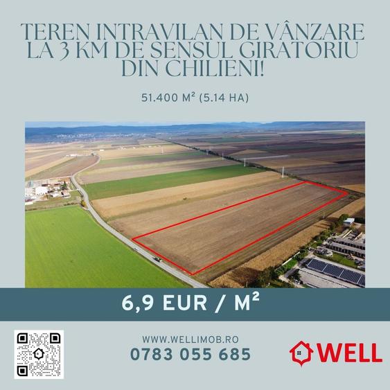 Teren agricol intravilan de 51400 mp, în Ozun
