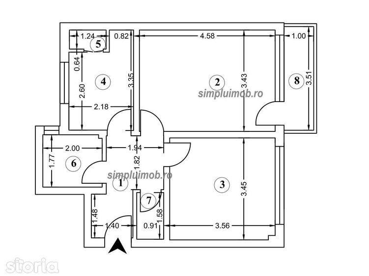 Apartament cu 2 camere în Giurgiului