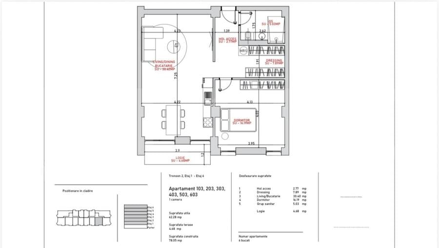 Apartament 2 camere, 58.94 mp, zona Port - 3