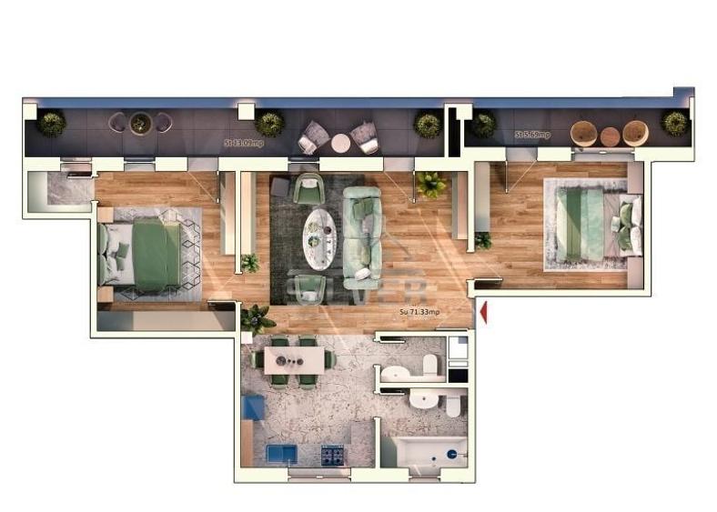 Apartament cu 3 camere semidecomandat în Semicentral