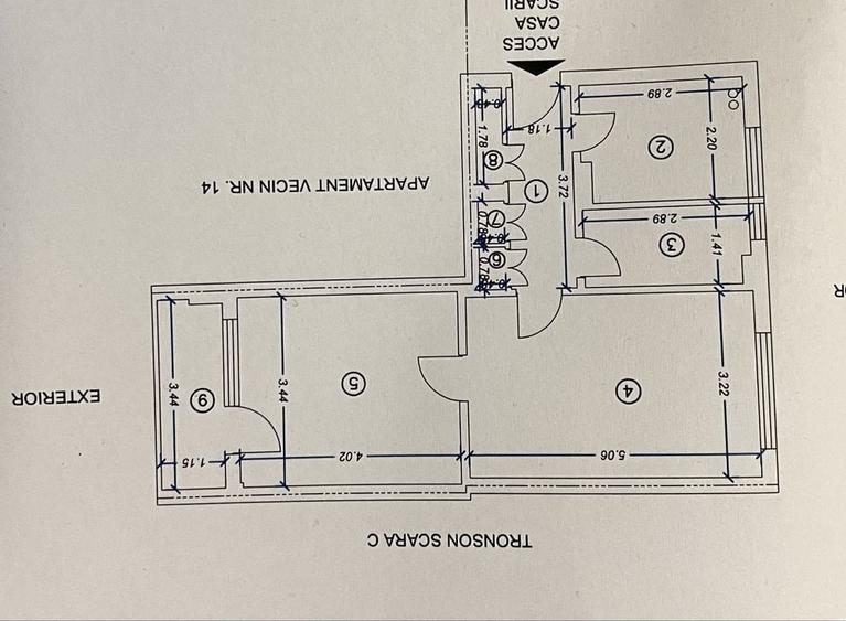 Apartament cu 2 camere nedecomandat în Central