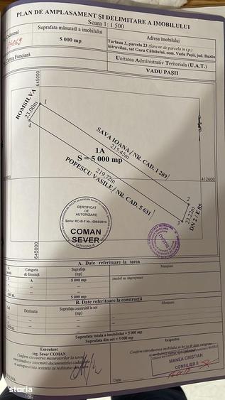 Teren de 5000 mp, în Vadu Pașii