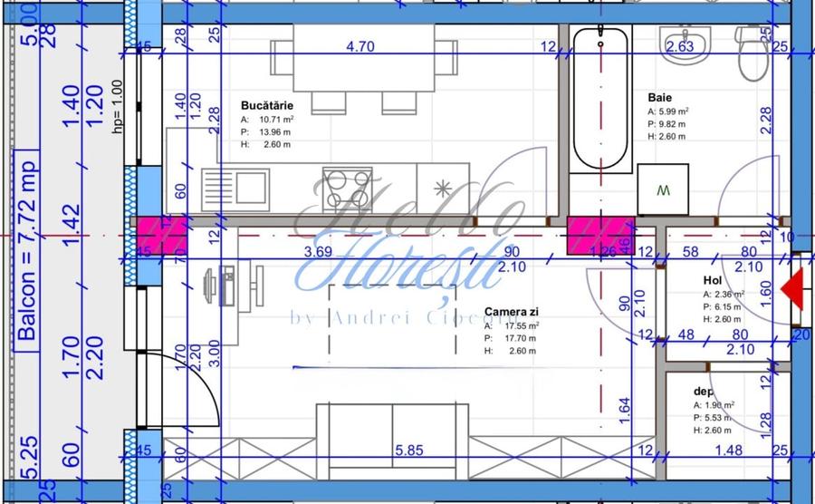Apartament cu 2 camere, balcon in Floresti zona Terra - 1
