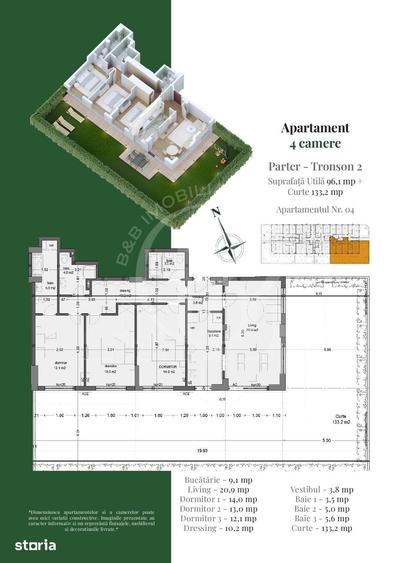 Apartament cu 4 camere în Theodor Pallady